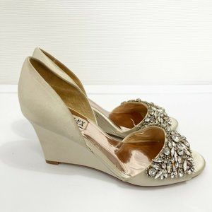 Escarpins Badgley Mischka Satin Sally - Talons Ouverts Beige Pour Mariage - Taille 10 US